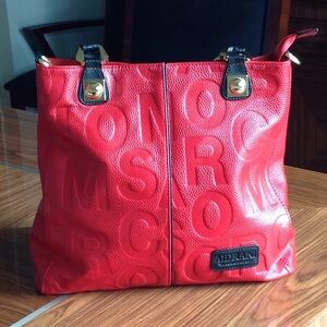 🔴 Aidrani - Cowhide Red Embossed Leather Handbag